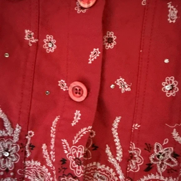 Quacker Factory Red Paisley Jacket Toddler Girls Size 4T Western Rare - Picture 4 of 9